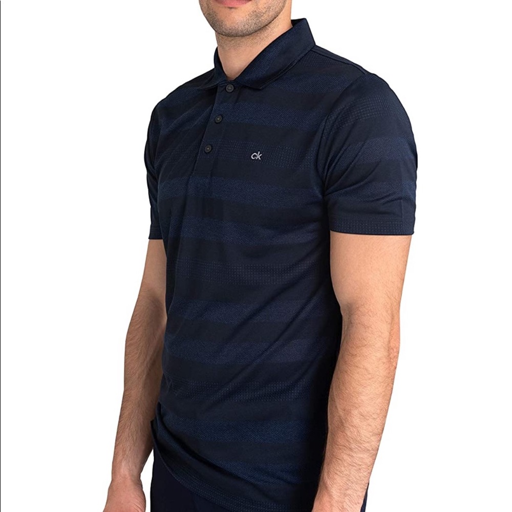NWT Calvin Klein Short Sleeve ShadowStripe Polo E1